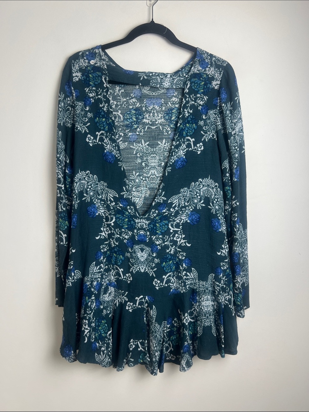 Free People Small Smooth Talker Long Sleeve Tunic Mini Dress In Emerald Green - Picture 4 of 9